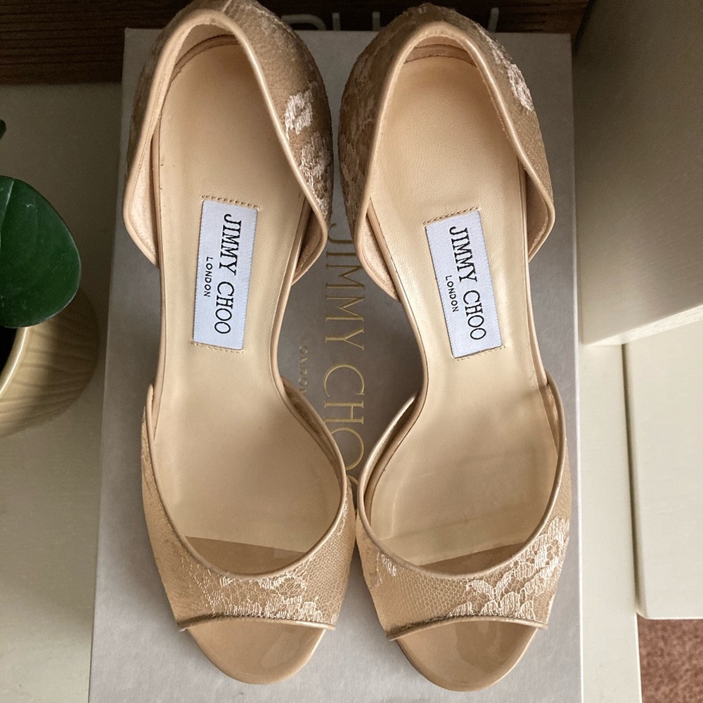 Jimmy Choo Lien Lace d’Orsay Pump, Nude - Picture 3 of 8